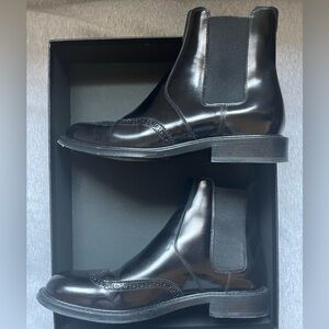 Saint Laurent Glossy Black Brogue Chelsea Boots